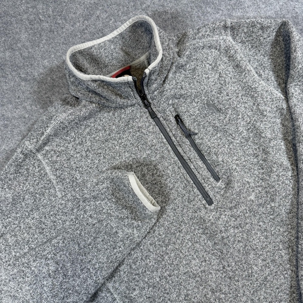 The North Face Sweater Mens Large Gray 1/4 Zip Mock Neck Fleece Pullover Outdoor